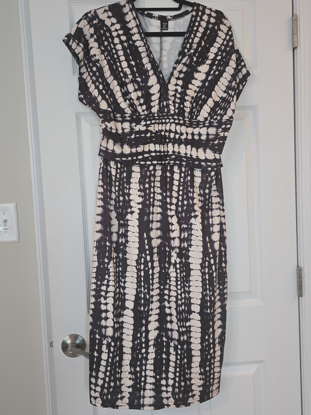 WOMEN Navy and Cream Tie-Dye Midi Dress